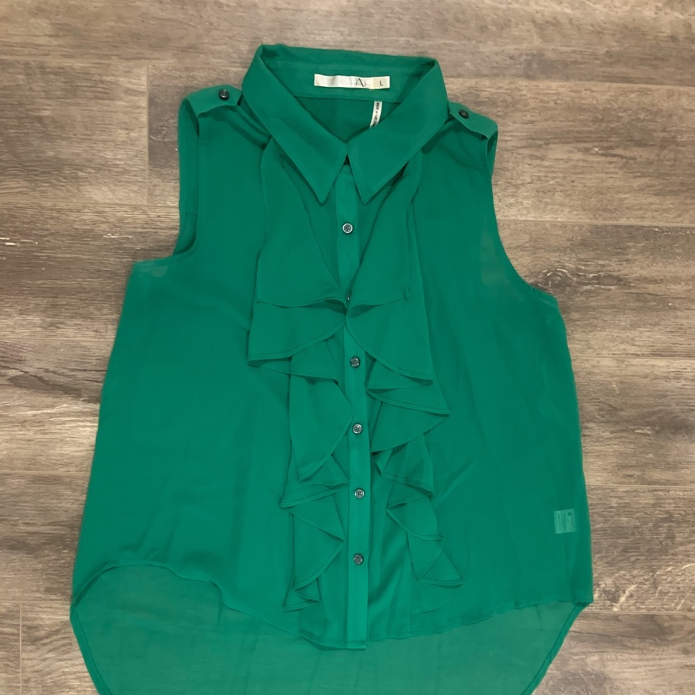 Green Professional Tank Top Blouse